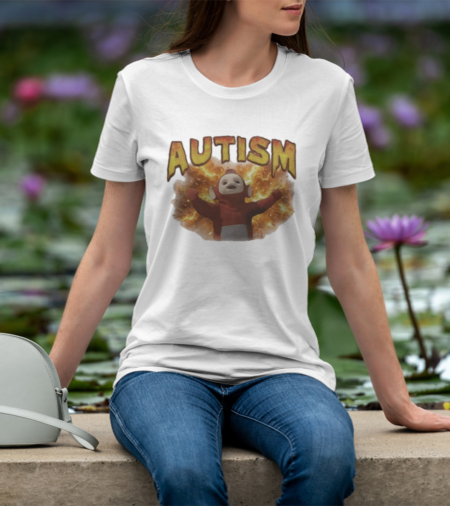 Autism Teletubbies Character With Fiery T-Shirt