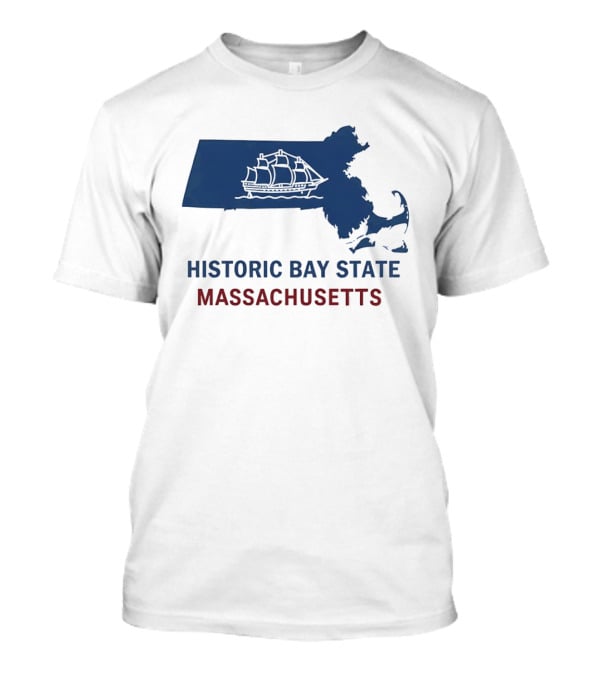 Historic Bay State Massachusetts Map With Sailing Ship T-Shirt