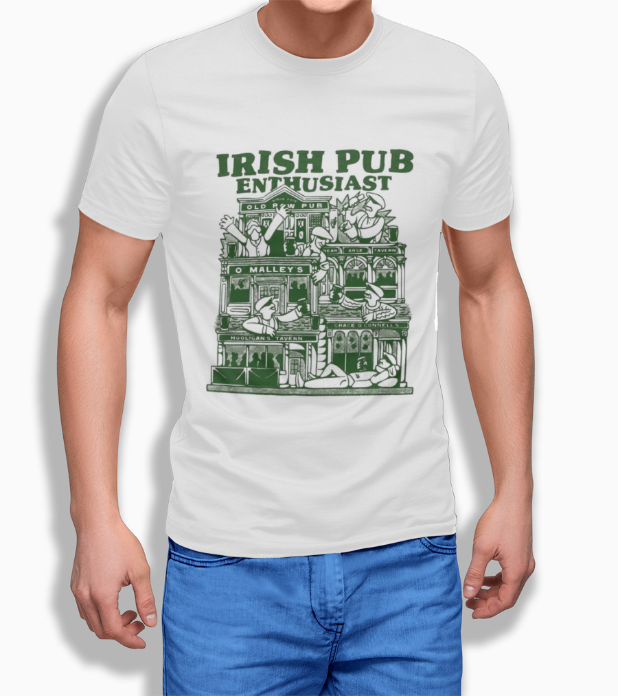 Irish Pub Enthusiast Traditional Architecture Menswear T-Shirt