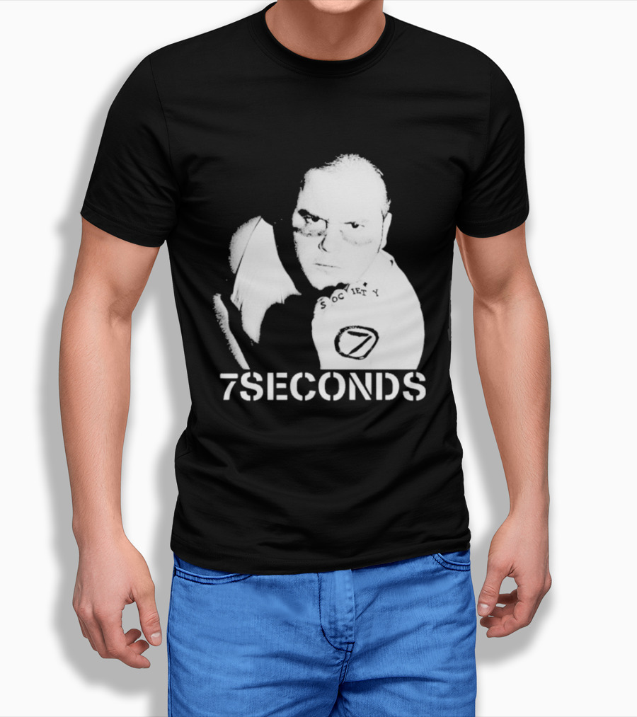 7 Seconds Society SBG White Text Fighter Pose T-Shirt