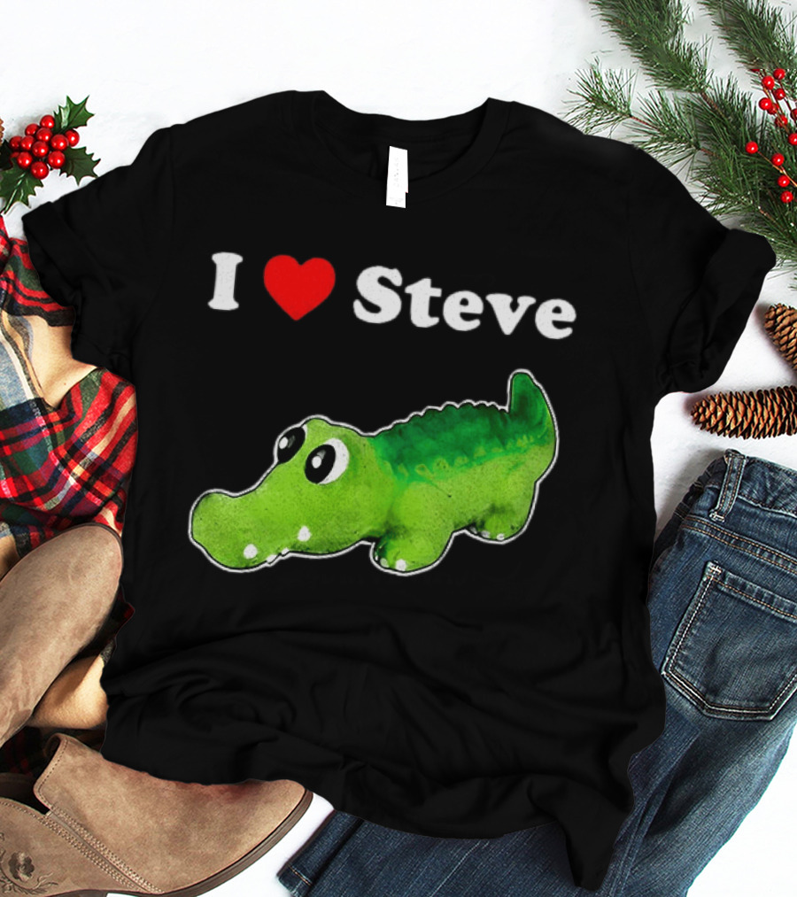 I Love Steve Cute Green Cartoon Gator T-Shirt