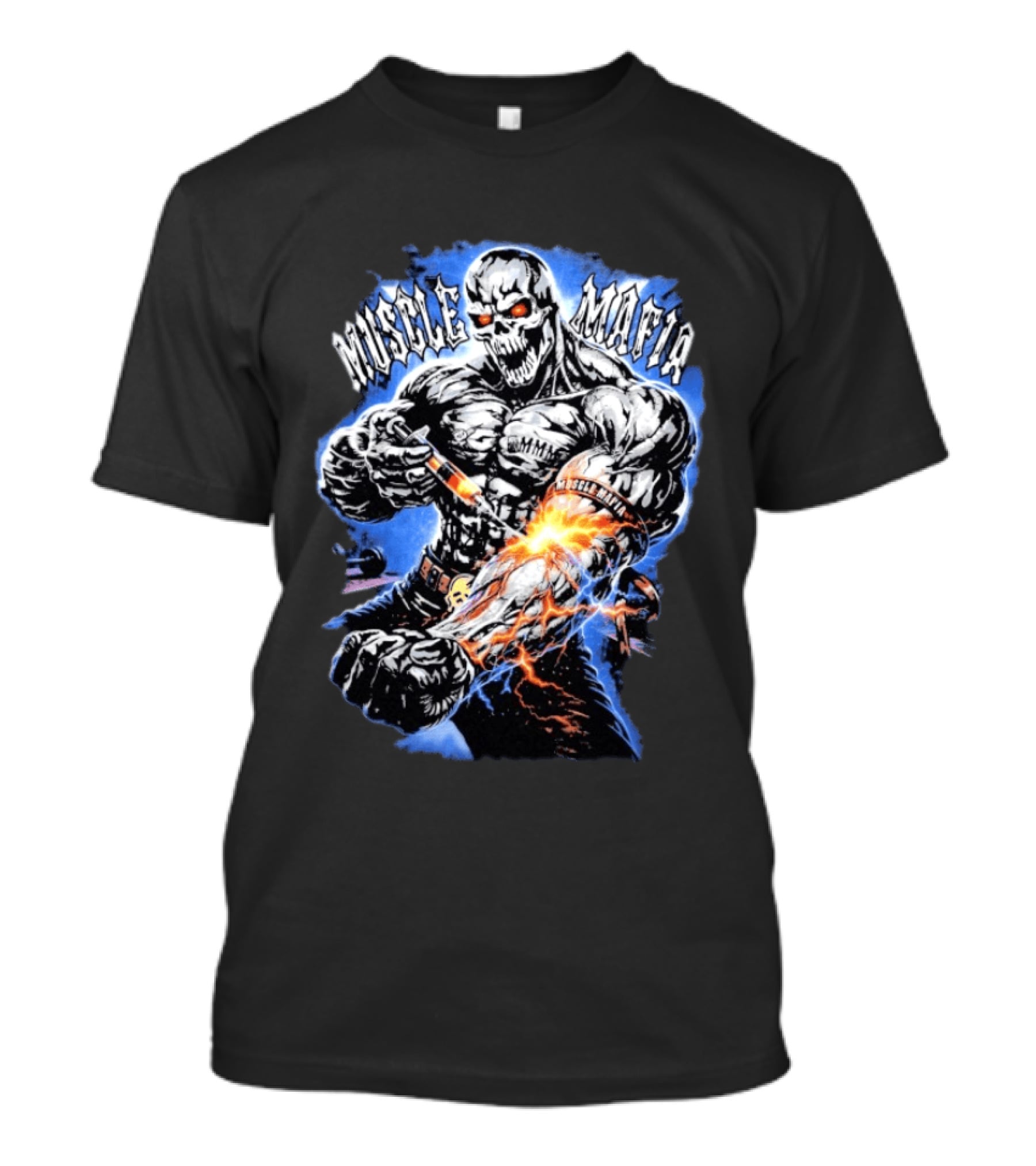 Warren Lotas Muscle Mafia Steroid Skull Injecting Lightning Bulging Veins T-Shirt