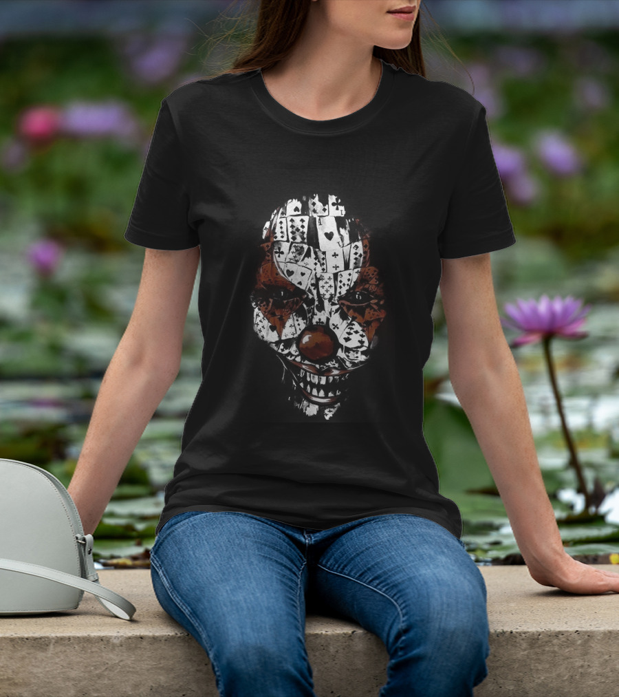 Joker Clown Mask Playing Cards Face T-Shirt