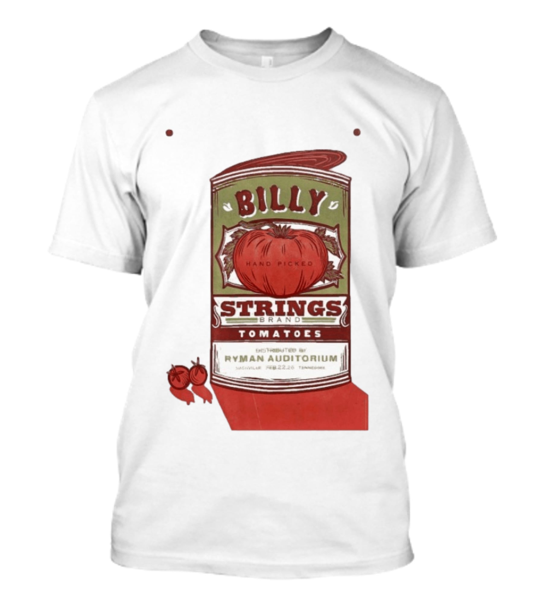 Billy Strings Brand Tomatoes Feb 22 2026 Ryman Auditorium Nashville Hand Picked T-Shirt