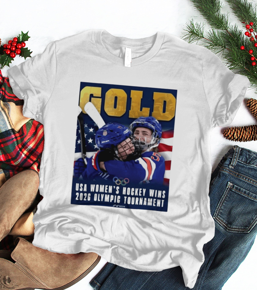 Gold USA Women's Hockey Victory 2026 Olympic Champions T-Shirt
