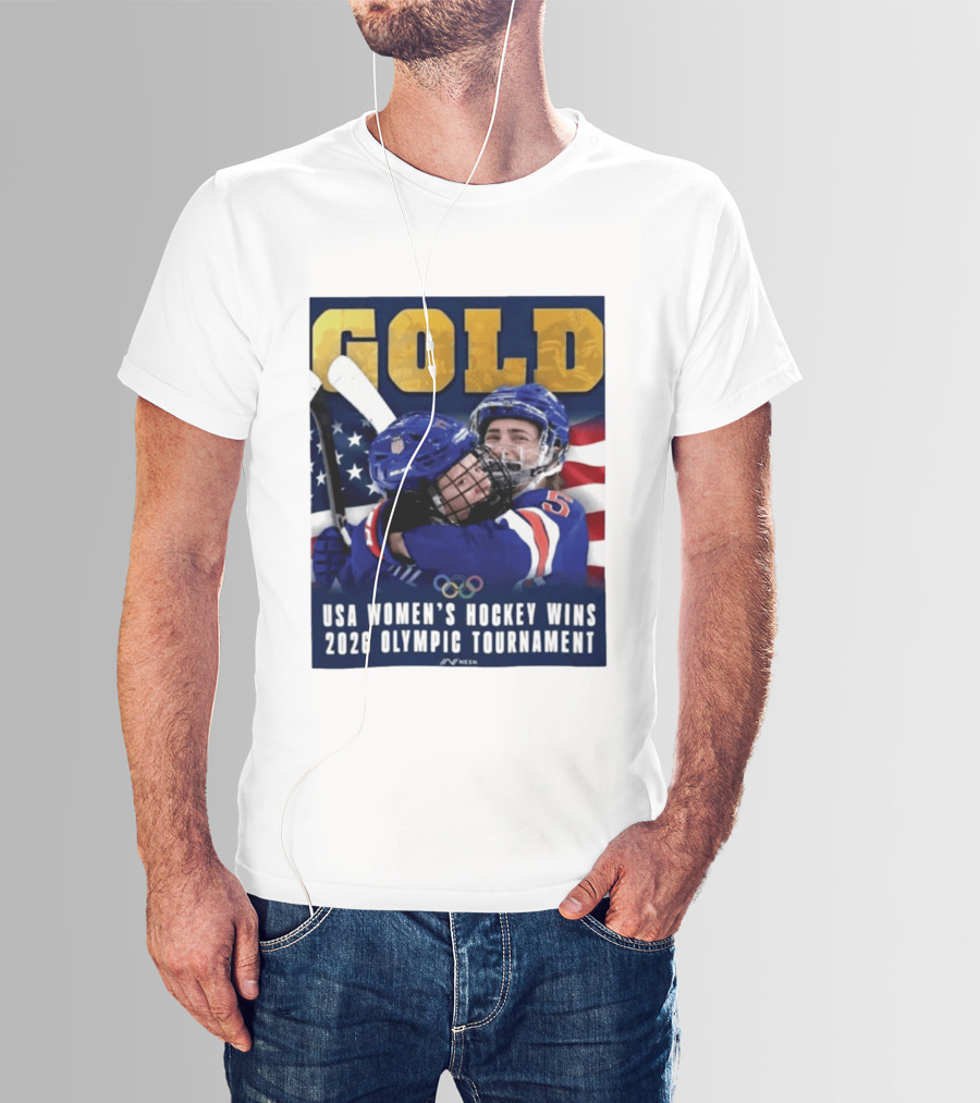 Gold USA Women's Hockey Victory 2026 Olympic Champions T-Shirt