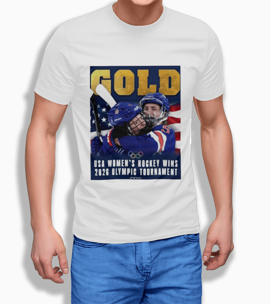 Gold USA Women's Hockey Victory 2026 Olympic Champions T-Shirt