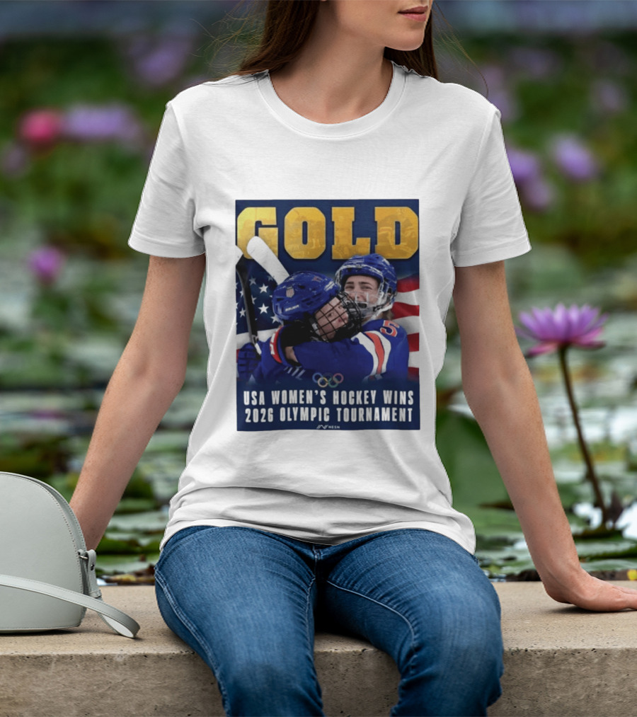 Gold USA Women's Hockey Victory 2026 Olympic Champions T-Shirt