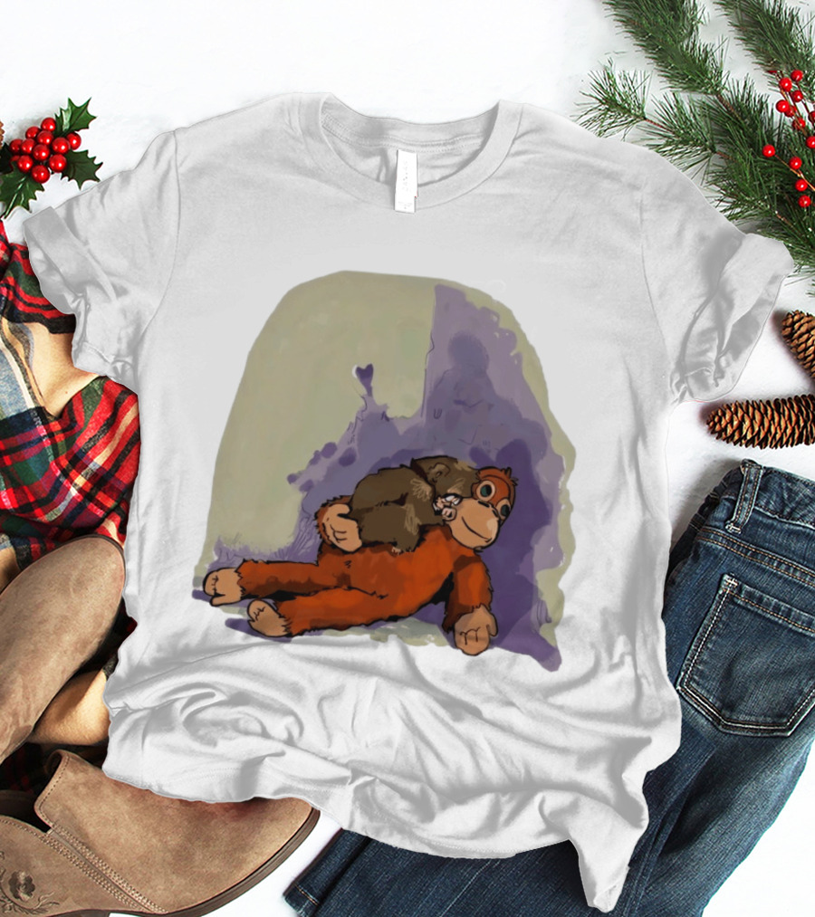 Punch Monkey Plushy Baby Monkey Snuggling T-Shirt