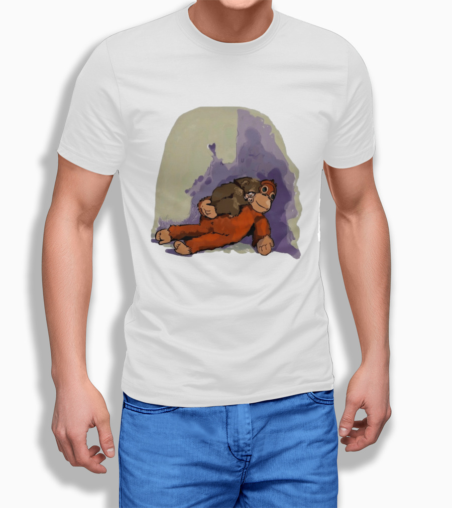 Punch Monkey Plushy Baby Monkey Snuggling T-Shirt