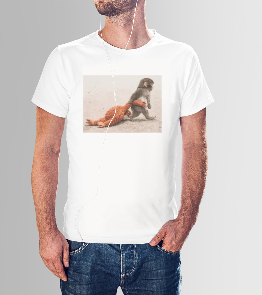 Punch The Monkey Carrying Stuffed Toy Monkey T-Shirt