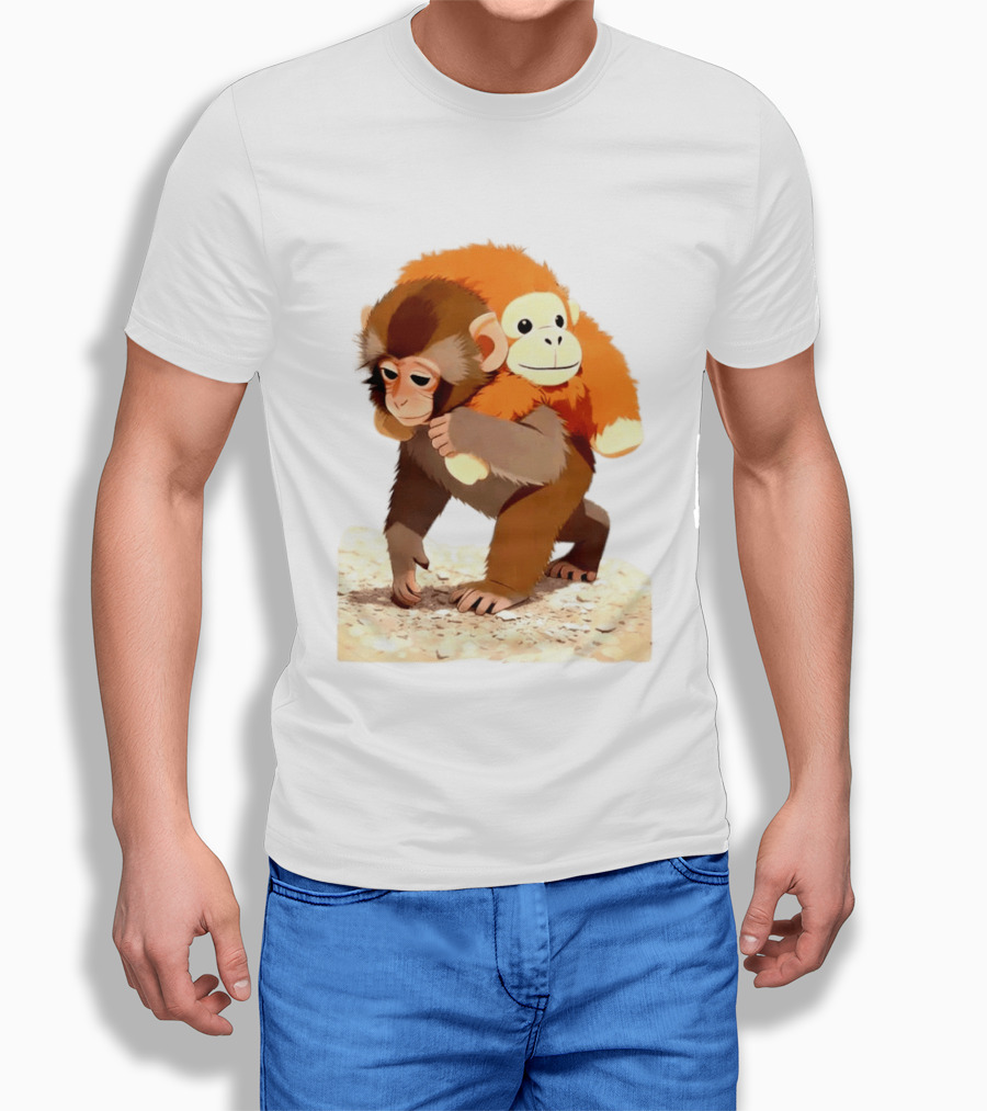 Save Punch Baby Monkey Plush Lonely Monkey Holding Toy T-Shirt