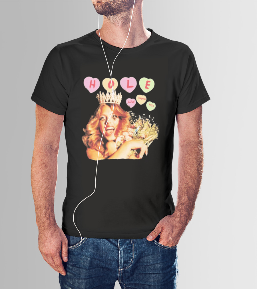 Hole Live Through This Candies Heart Vintage Style Crown And Flowers T-Shirt
