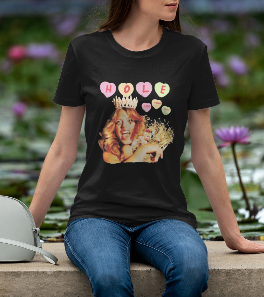 Hole Live Through This Candies Heart Vintage Style Crown And Flowers T-Shirt