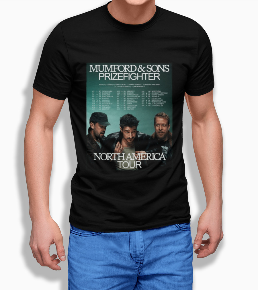 Mumford And Sons Prizefighter North America Tour 2026 City Dates Vancouver Montreal Austin T-Shirt
