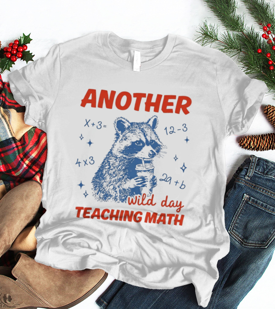 Another Wild Day Teaching Math Raccoon T-Shirt