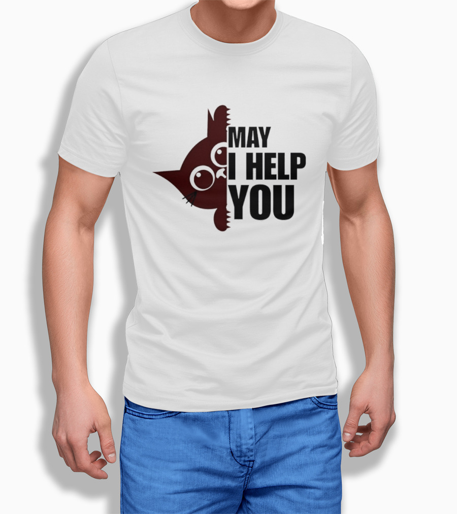 Cat May I Help You Cute Feline Expression Peeking T-Shirt