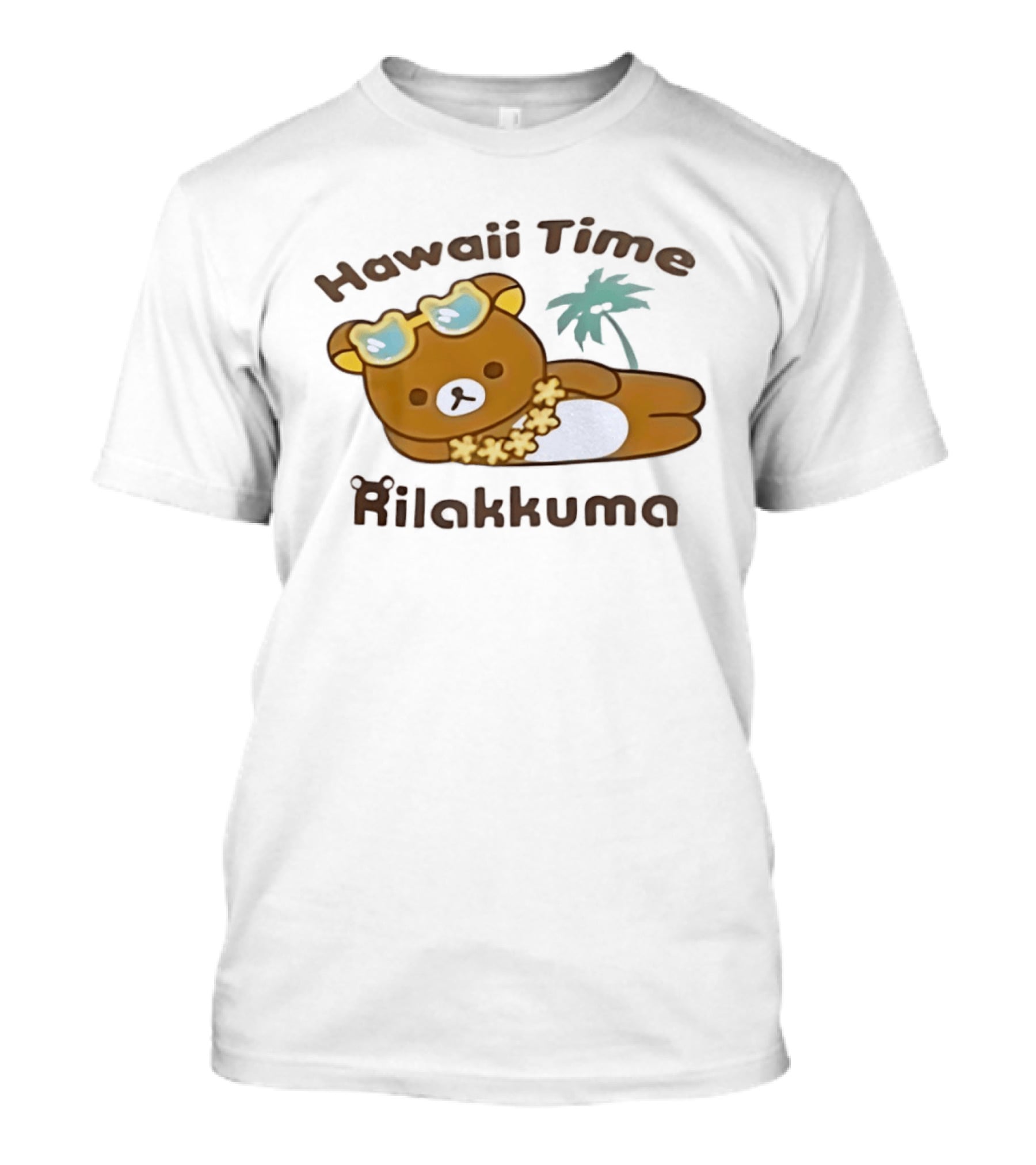 Hawaii Time Rilakkuma Relaxing With Sunglasses And Palm Tree T-Shirt