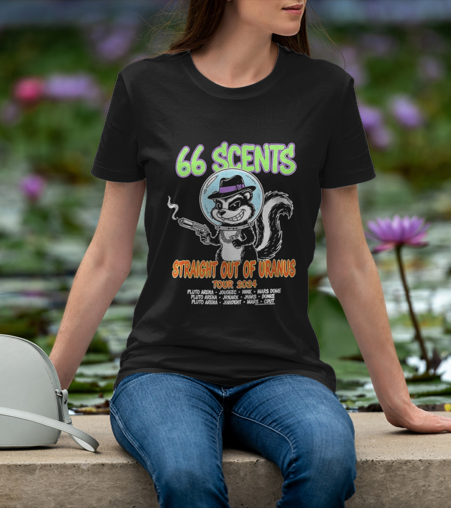 66 Scents Straight Out Of Uranus Tour 2024 Skunk Smoking Gun Adventure T-Shirt