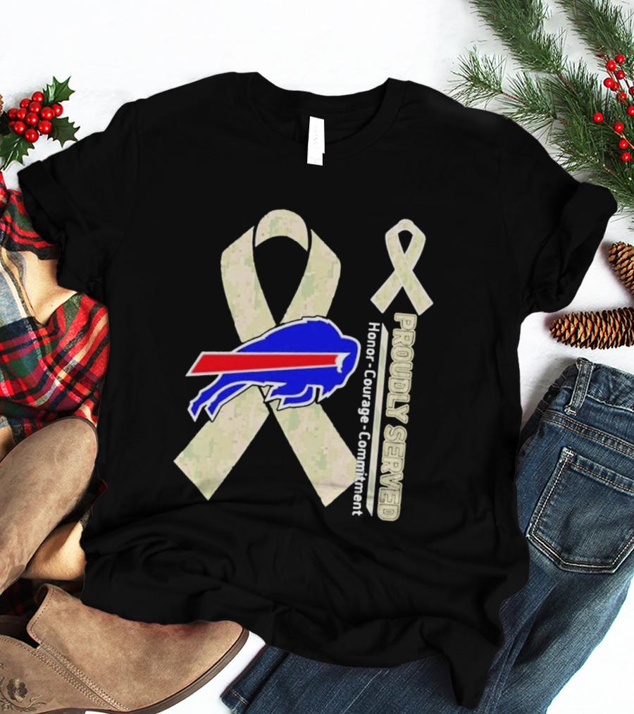 Buffalo Bills Support Honor Courage Commitment Ribbon T-Shirt
