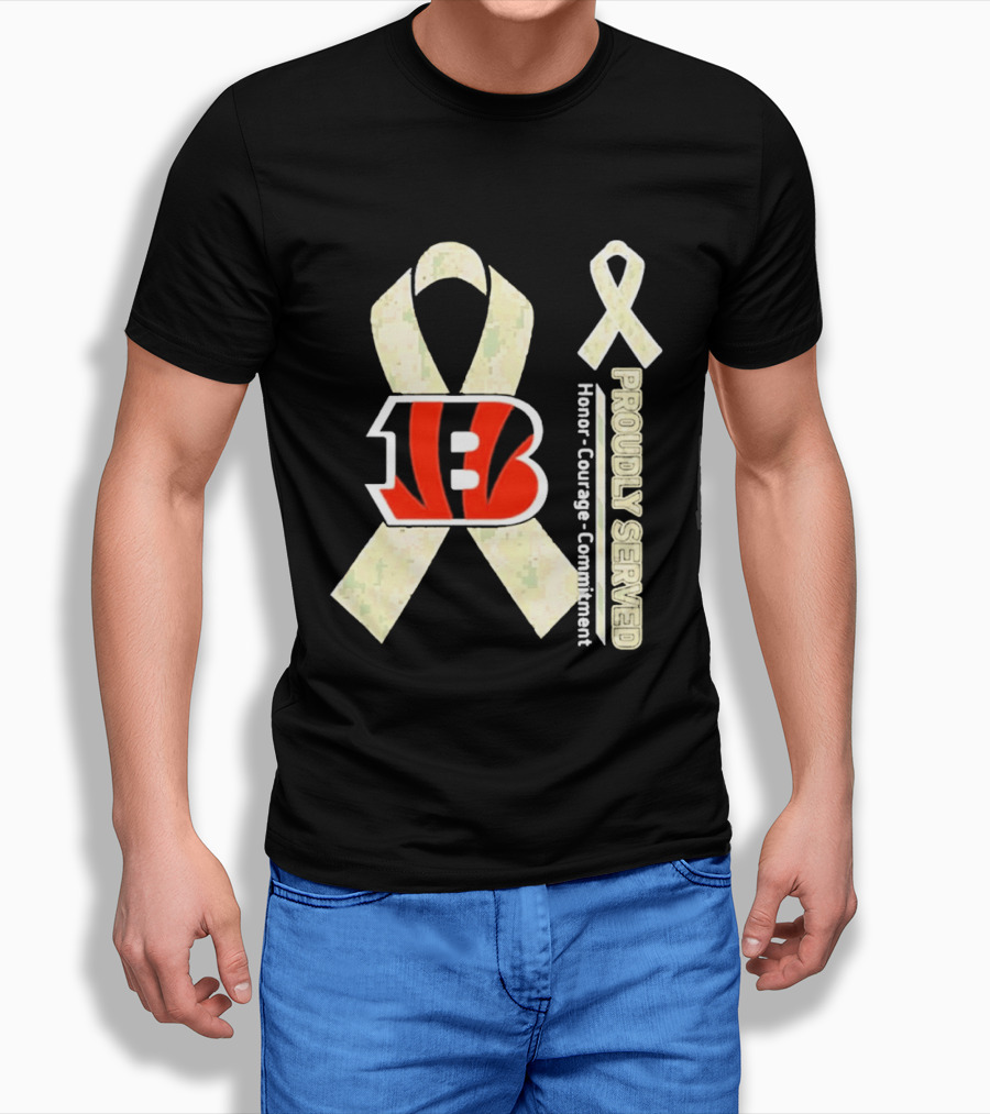 Cincinnati Bengals Honor Courage Commitment Proudly Served Ribbon T-Shirt
