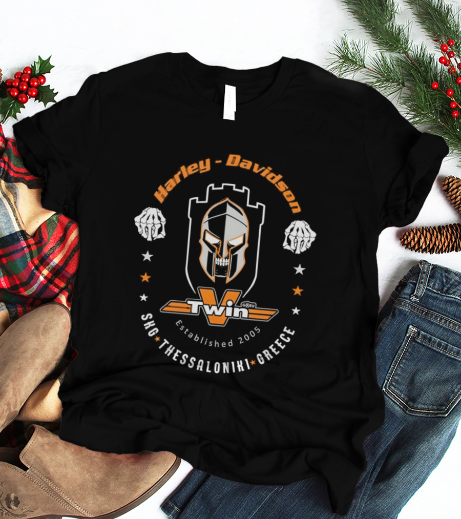 Harley Davidson Twin V Thessaloniki Greece Established 2005 T-Shirt