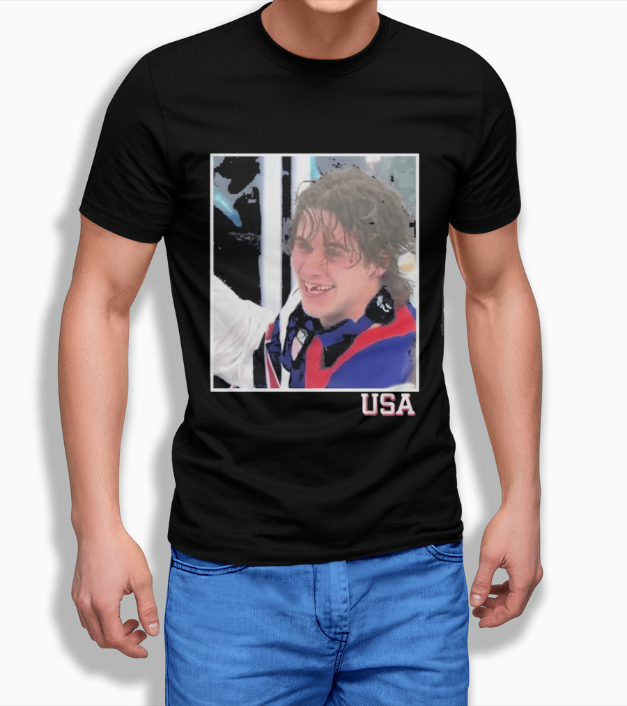 USA Hockey Jack Hughes Overtime Winner Celebration Moment T-Shirt