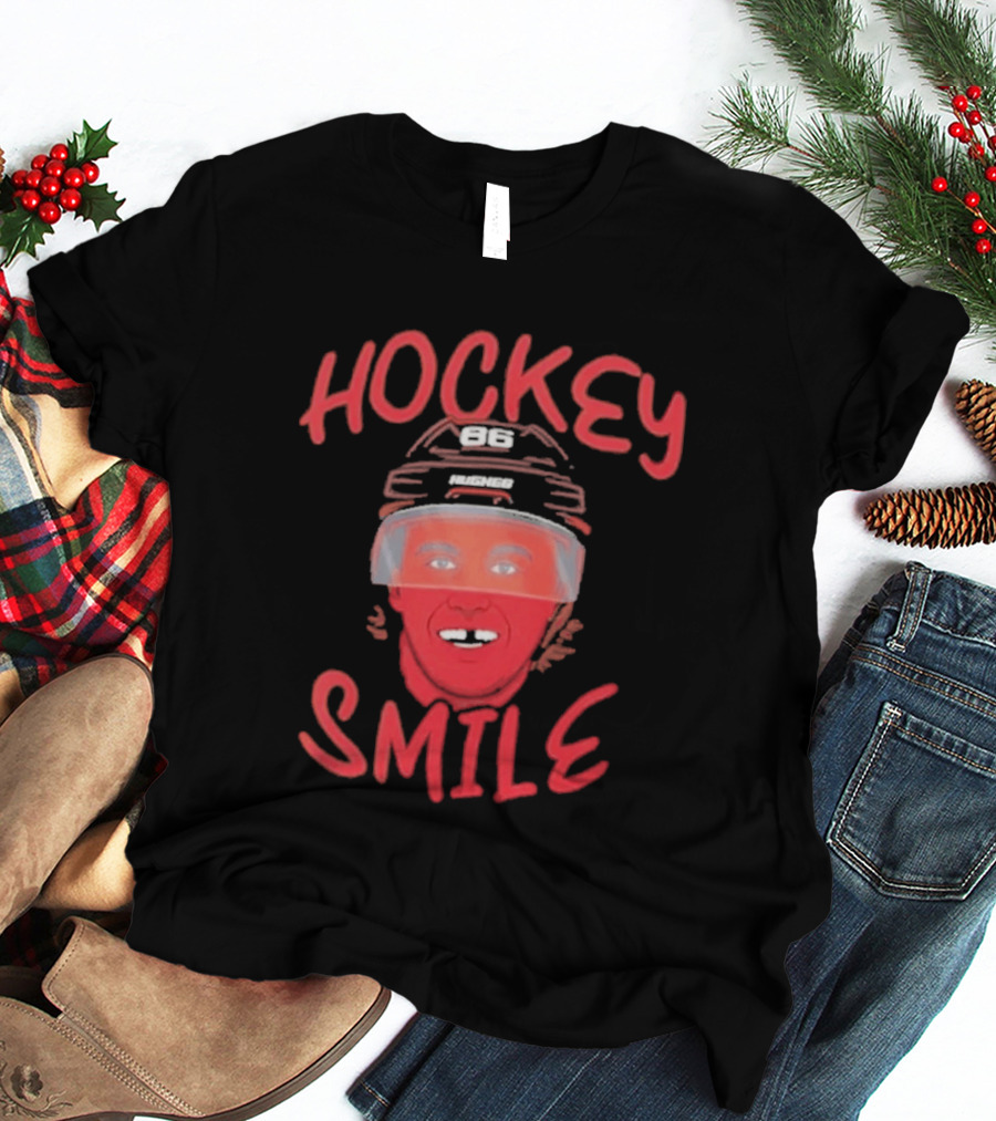 Jack Hughes Hockey Smile Team USA Helmet T-Shirt