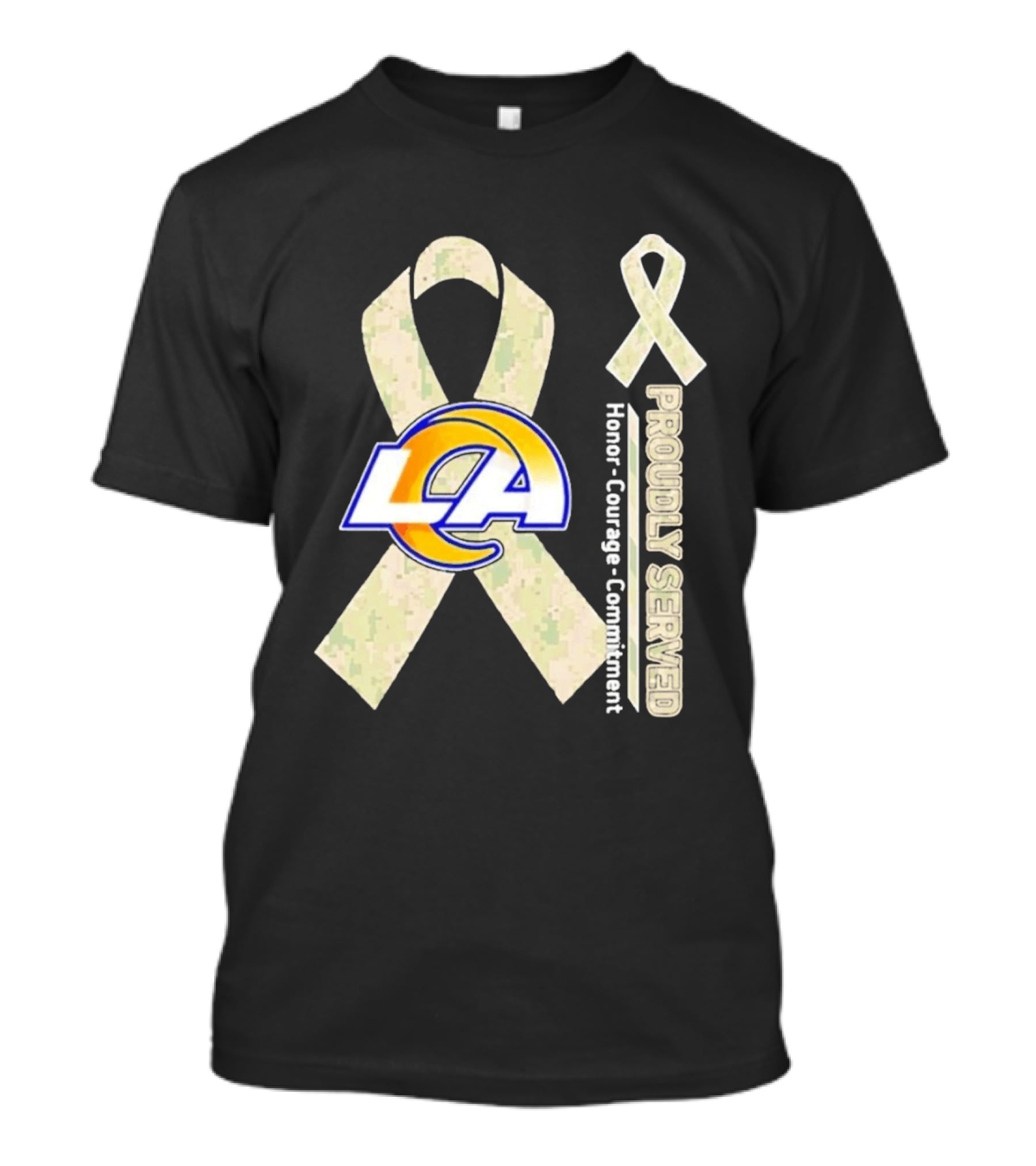 Los Angeles Rams Proudly Served Honor Courage Commitment Ribbon T-Shirt