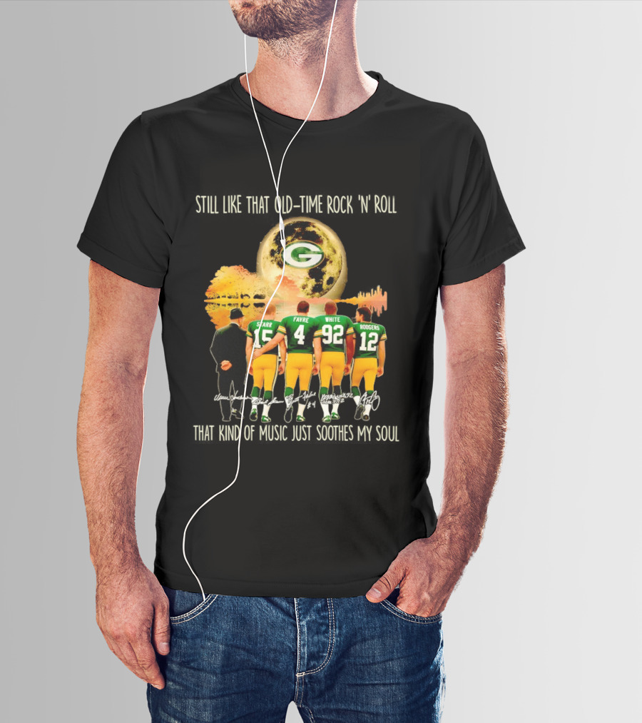 Green Bay Packers Starr Favre White Rodgers Old Time Rock 'n' Roll T-Shirt