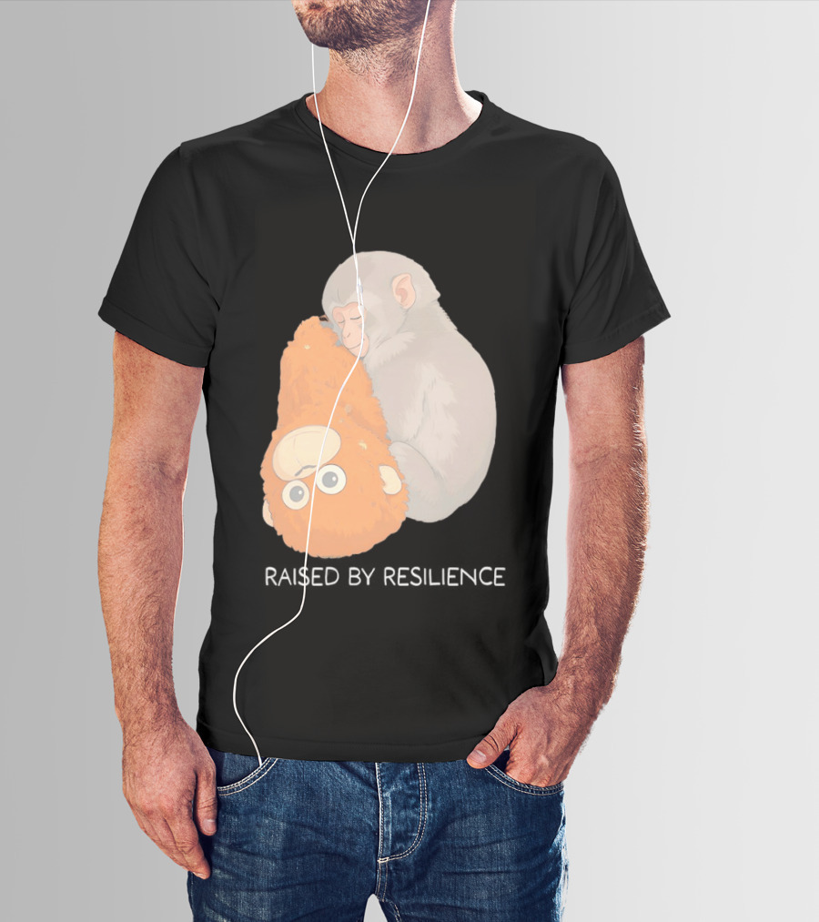 Monkey Cuddling Teddy Raised By Resilience T-Shirt