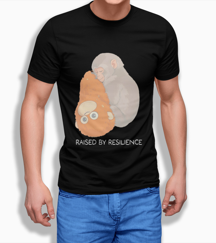 Monkey Cuddling Teddy Raised By Resilience T-Shirt