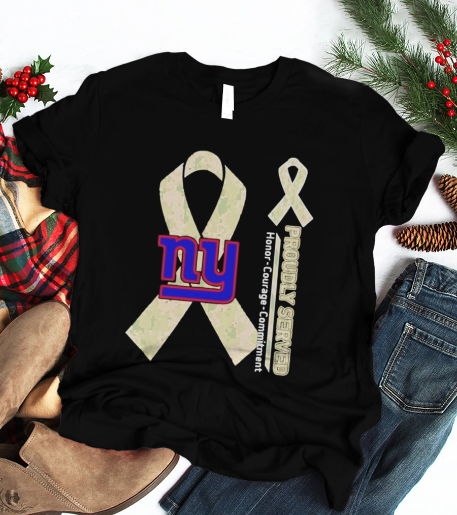 New York Giants NY Ribbon Honor Courage Commitment Proudly Served T-Shirt