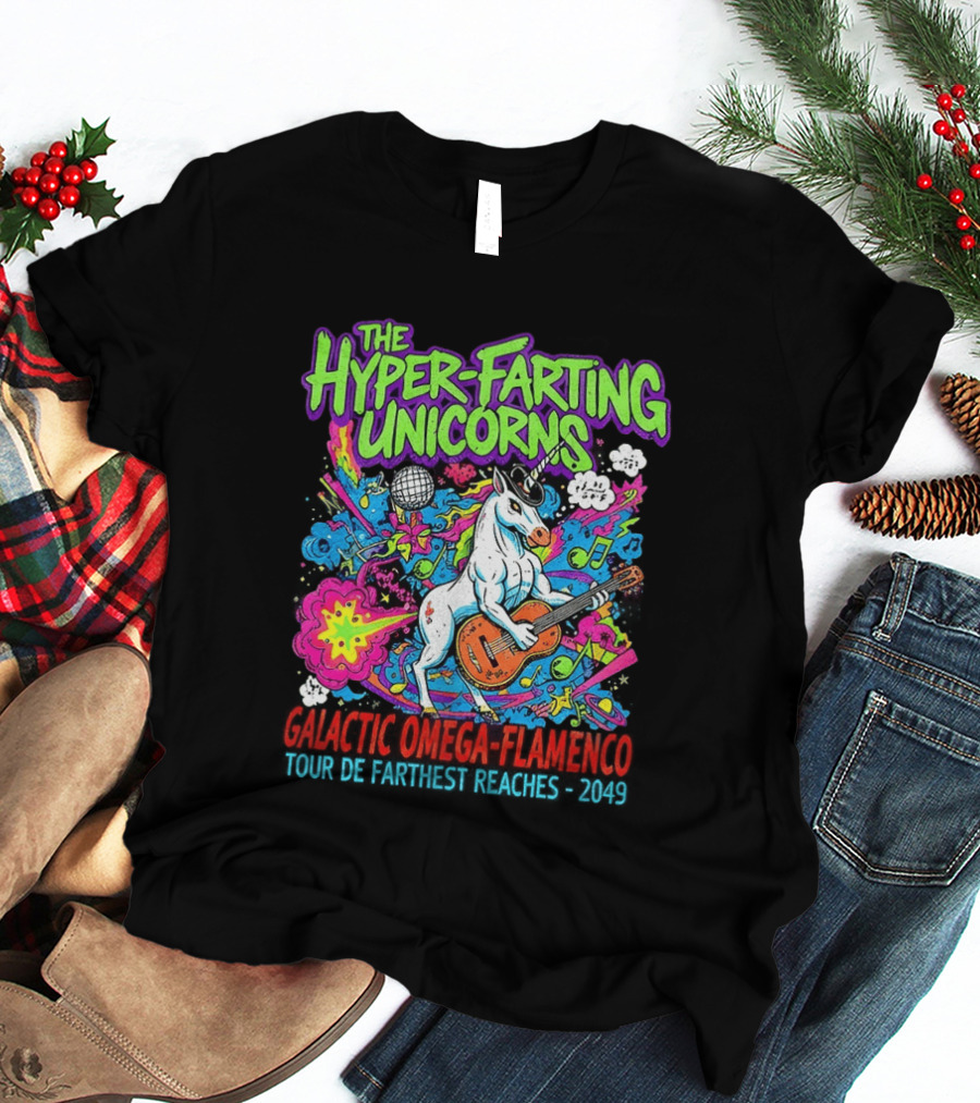 The Hyper Farting Unicorns Galactic Omega Flamenco Tour De Farting Rockers 2019 T-Shirt