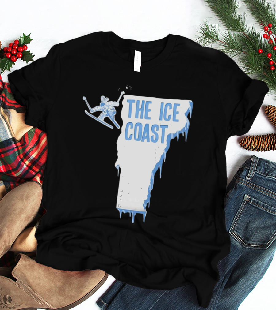 Vermont The Ice Coast Skiing Adventure Map T-Shirt