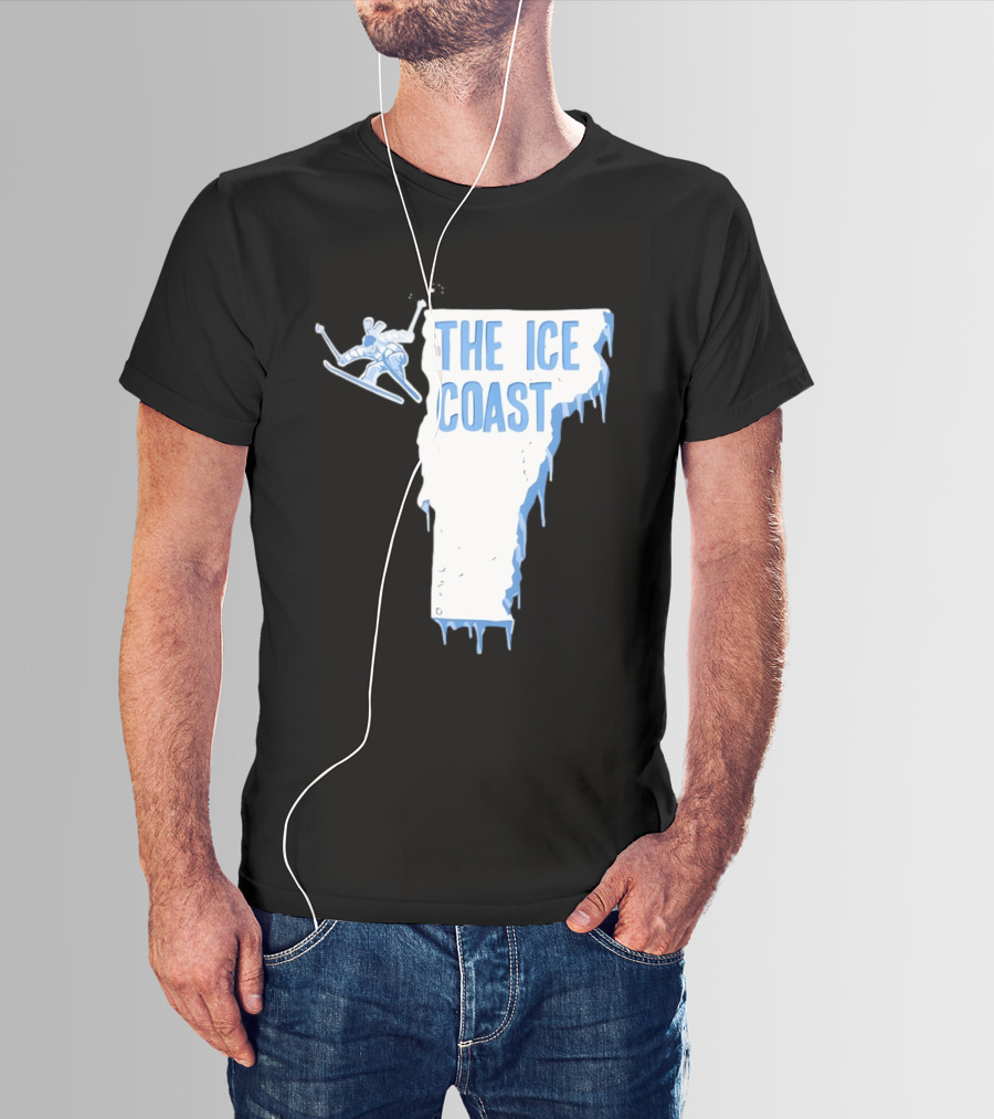 Vermont The Ice Coast Skiing Adventure Map T-Shirt