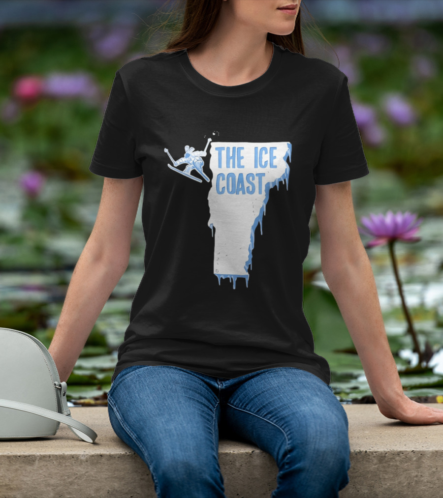 Vermont The Ice Coast Skiing Adventure Map T-Shirt