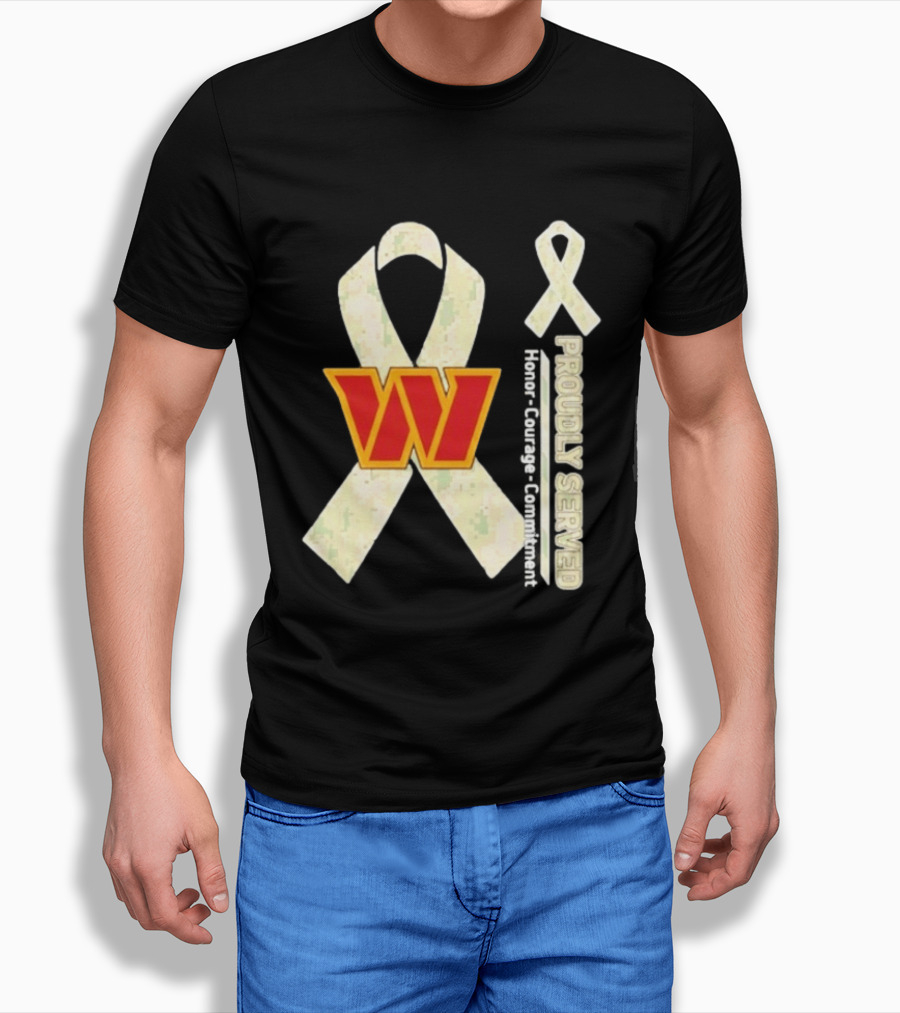 Washington Commanders Breast Cancer Awareness Proudly Served Honor Courage Commitment T-Shirt