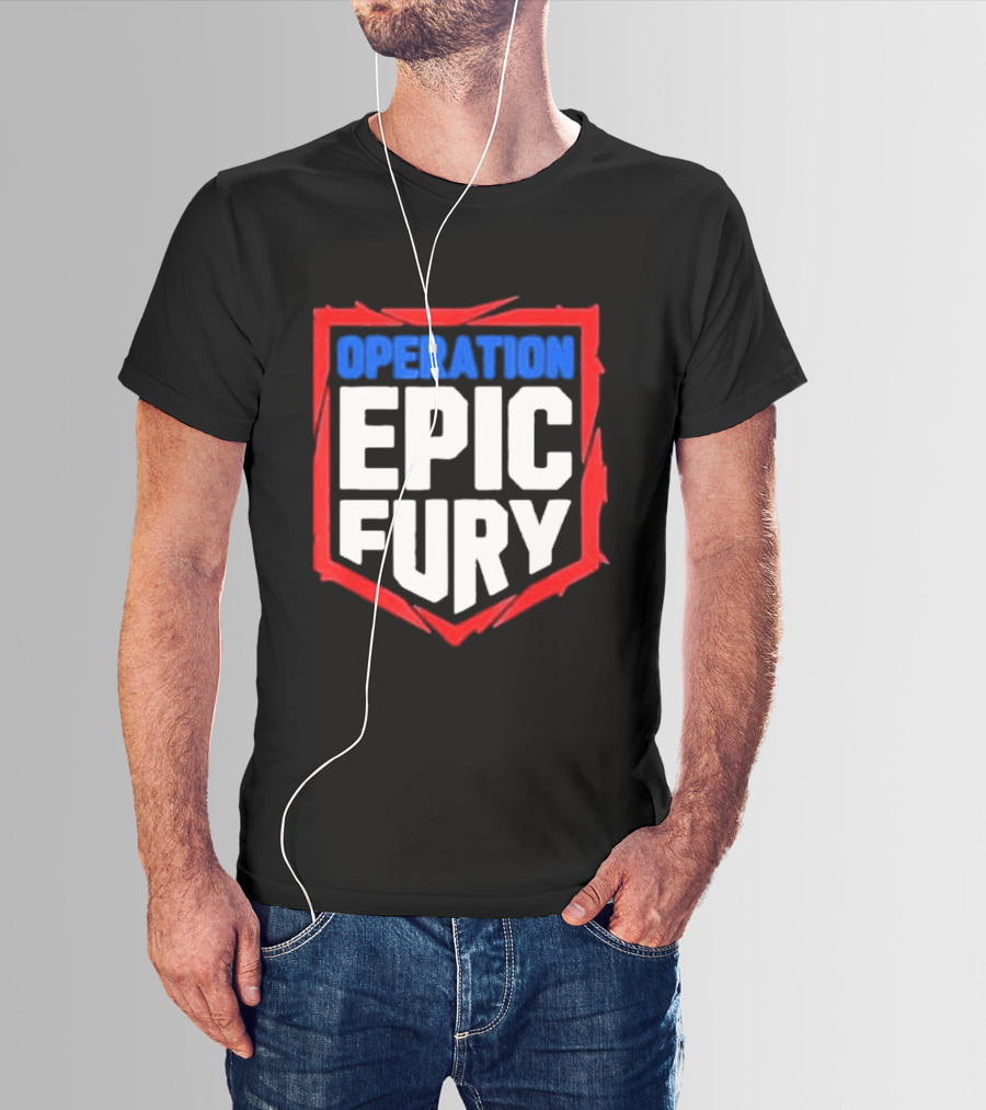 Operation Epic Fury Bold Patriotic Text Shield T-Shirt