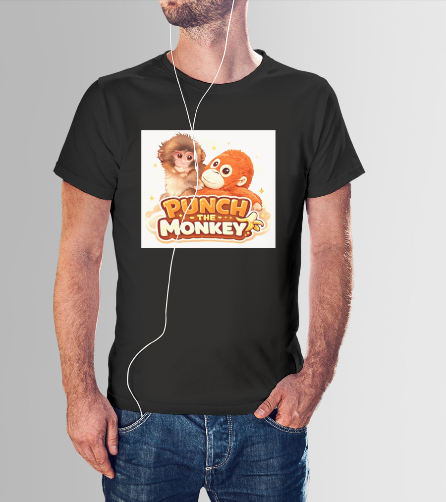 Punch The Monkey Hugging Stuffed Toy Monkey T-Shirt