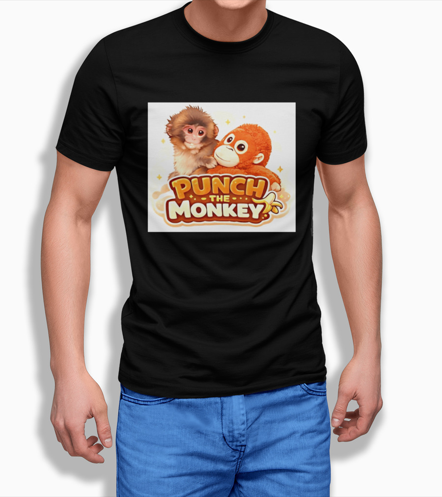 Punch The Monkey Hugging Stuffed Toy Monkey T-Shirt