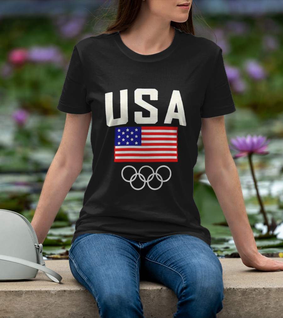 USA Flag Olympic Rings Team USA 2026 Gold T-Shirt