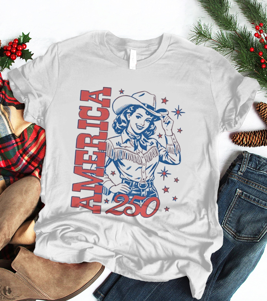 America 250 Western Girl Vintage Cowgirl T-Shirt