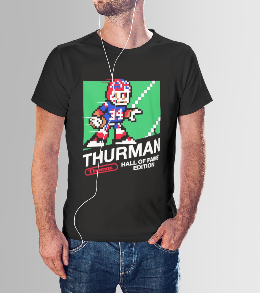 Thurman 34 Hall Of Fame Edition Buffalo Bills Pixel Art Retro Football T-Shirt