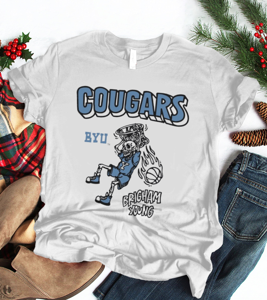 BYU Cougars Skeleton Brigham Young Basketball T-Shirt