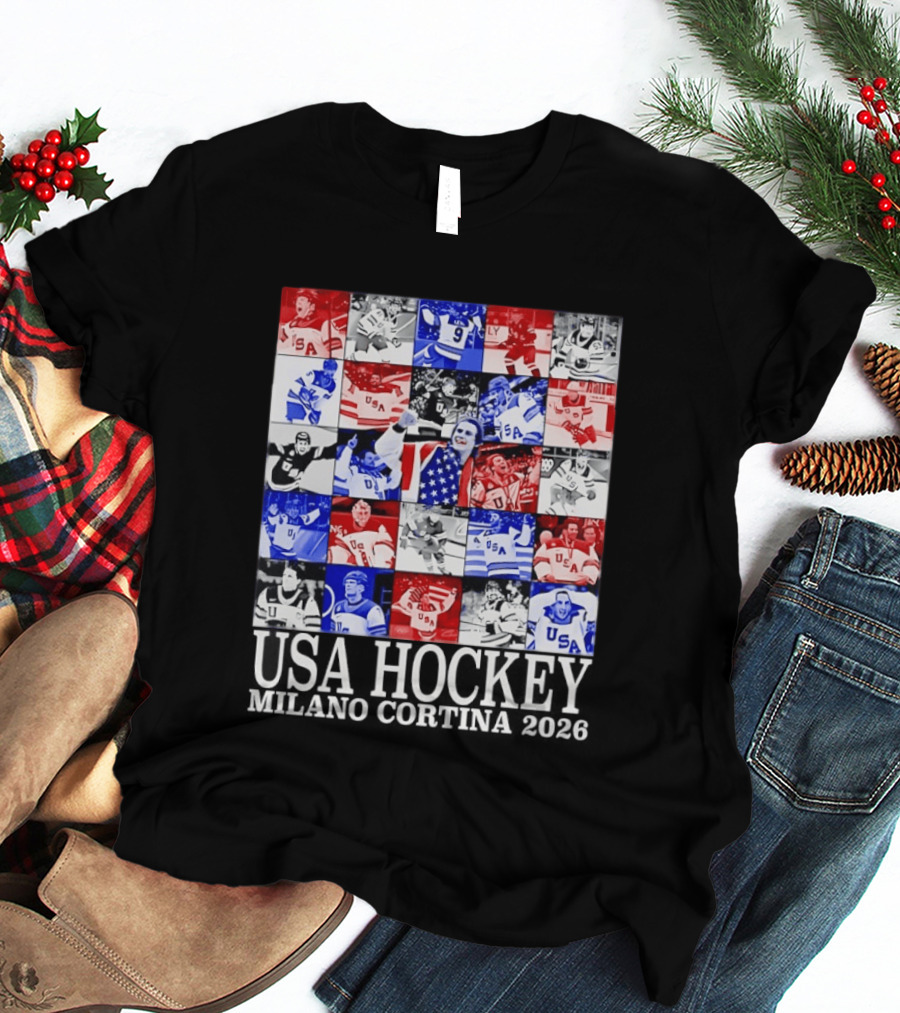 USA Hockey Team Collage Milano Cortina 2026 T-Shirt