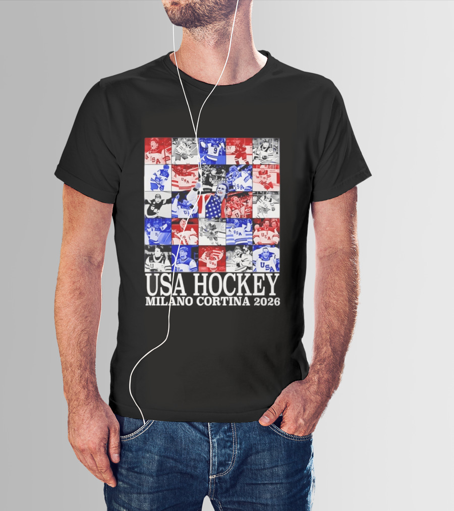 USA Hockey Team Collage Milano Cortina 2026 T-Shirt