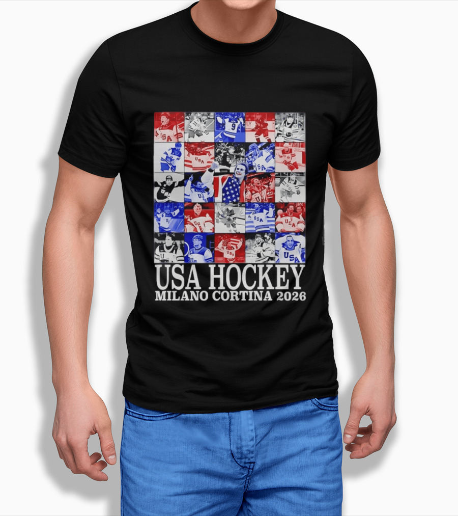 USA Hockey Team Collage Milano Cortina 2026 T-Shirt