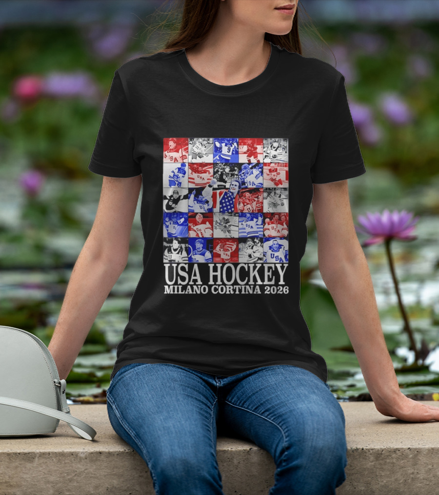 USA Hockey Team Collage Milano Cortina 2026 T-Shirt