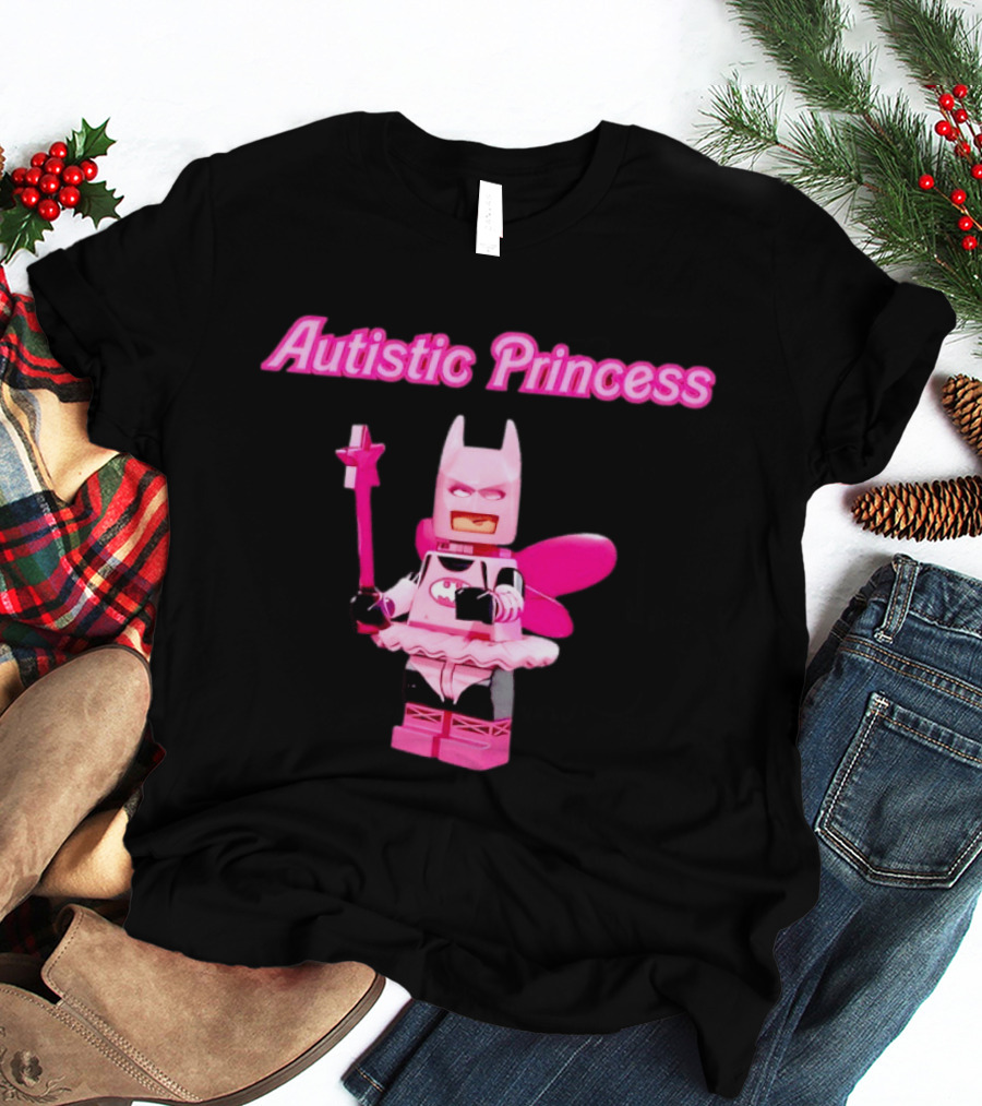 Autistic Princess Pink Batman Figurine With Fairy Wings And Wand T-Shirt
